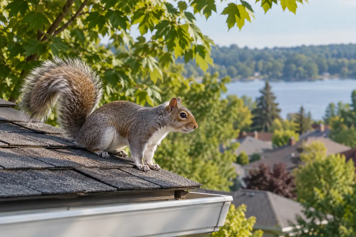 Wildlife beside a residential roof