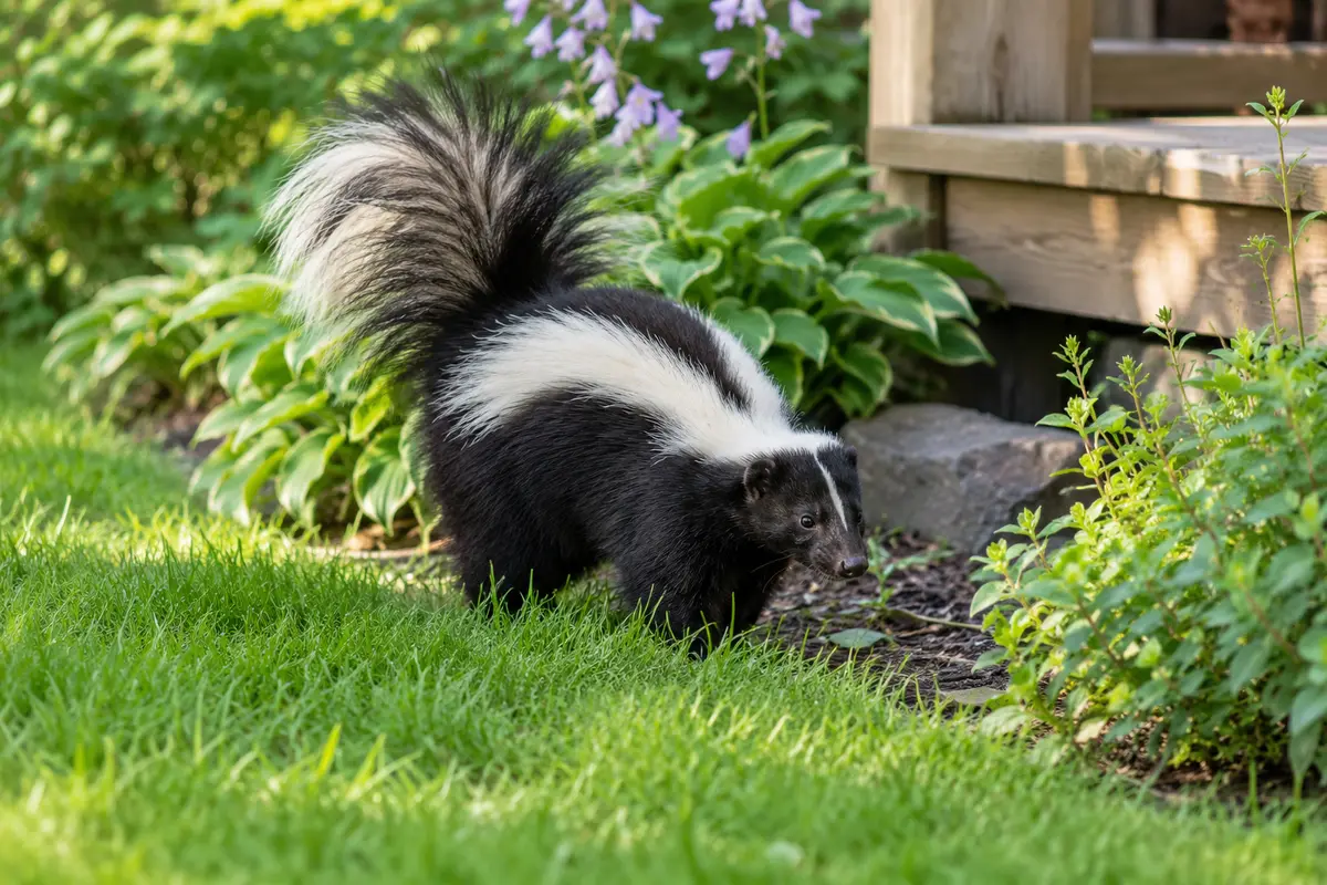 Skunk in an Ontario backyard