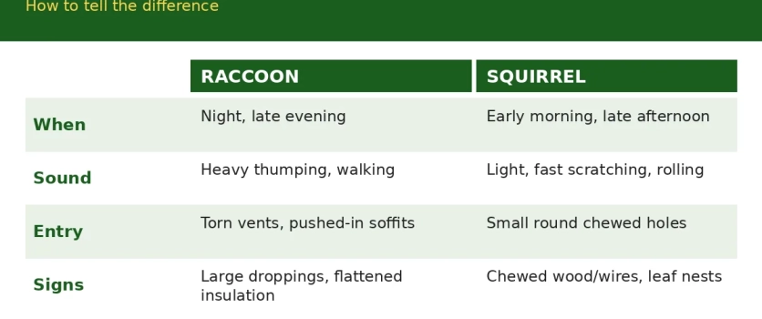 Raccoon or Squirrel in Your Attic? How to Tell the Difference